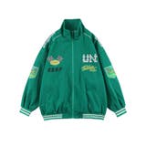 グリーン | ジャケット アメカジワッペン刺繍レーシングブルゾンジャケット 韓国ファッション | HOOK