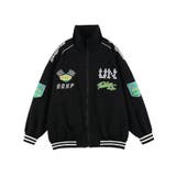 ブラック | ジャケット アメカジワッペン刺繍レーシングブルゾンジャケット 韓国ファッション | HOOK