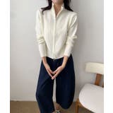 オフホワイト | 着回し抜群！ハーフジップニットカーディガン | aimoha 