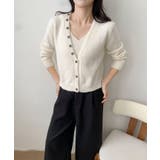 オフホワイト | キャミソール付きふんわりニットカーディガンセット アンサンブル | aimoha