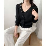 ブラック | キャミソール付きふんわりニットカーディガンセット アンサンブル | aimoha