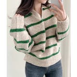 グリーン | ボーダーニットプルオーバー | aimoha