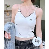 レース付きリボン柄キャミソール | aimoha | 詳細画像1