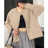 ベージュ | クルーネックボタンカーディガン | aimoha