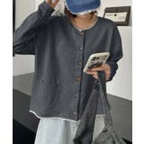 ダークグレー | クルーネックボタンカーディガン | aimoha