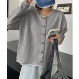 グレー | クルーネックボタンカーディガン | aimoha