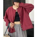 ワインレッド | クルーネックボタンカーディガン | aimoha