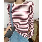 レッド | ボーダーカジュアルTシャツ | aimoha 