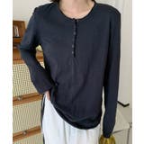 ネイビー | ヘンリーネック長袖Tシャツ | aimoha 