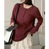 ワインレッド | ヘンリーネック長袖Tシャツ | aimoha 