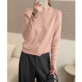 ピンク | エアリータッチクルーネックニットカーディガン | aimoha 