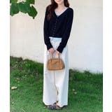 ネイビー | バイカラーVネックニットカーディガン | aimoha 