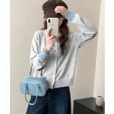 ライトグレー | 配色リブ ニットカーディガン | aimoha 