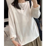 ホワイト | ラグランスリーブコットンロングTシャツ | aimoha