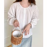 ギャザーラウンドネックコットンブラウス | aimoha  | 詳細画像9 