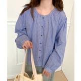 ギャザーラウンドネックコットンブラウス | aimoha  | 詳細画像2 