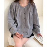 ギャザーラウンドネックコットンブラウス | aimoha  | 詳細画像6 