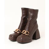 チェーン厚底太ヒールショートブーツ 韓国ファッション ハイウエスト | aimoha | 詳細画像4