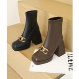 チェーン厚底太ヒールショートブーツ 韓国ファッション ハイウエスト | aimoha | 詳細画像9