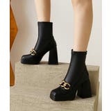 チェーン厚底太ヒールショートブーツ 韓国ファッション ハイウエスト | aimoha | 詳細画像10