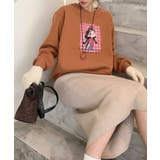 ブラウン | ガールプリント裏起毛スウェット【AW】 | aimoha 