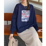 ネイビー | メッセージプリント裏起毛スウェット【AW】 | aimoha 