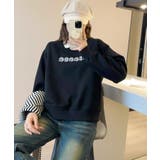 ブラック | フェイクレイヤードスウェット | aimoha