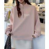 ピンク | ロゴプリントハーフジップトレーナー | aimoha 