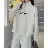 オフホワイト | ロゴプリントハーフジップトレーナー | aimoha 