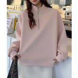 ピンク | ジップデザインカジュアルスウェットハーフジップ | aimoha 