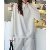 杢グレー | ジップデザインカジュアルスウェットハーフジップ | aimoha 