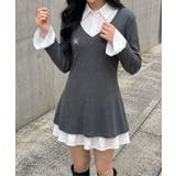 【Jasmine】シャツ襟フェイクレイヤードミニワンピース | aimoha | 詳細画像2