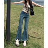 フリンジフレアデニムパンツ | aimoha  | 詳細画像5 