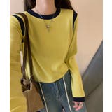 イエロー | 【Banico】カラーコンビネーション長袖トップス | aimoha 