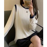 ベージュ | 【Banico】カラーコンビネーション長袖トップス | aimoha 