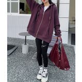 パープル | オーバーサイズ裏起毛ドロストフルジップパーカー【AW】 | aimoha 