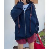 ネイビー | オーバーサイズ裏起毛ドロストフルジップパーカー【AW】 | aimoha 