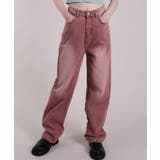 レッド | 【HOOK】for girls ウォッシュデニムワイドパンツ | HOOK