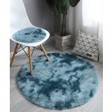 ネイビー | シンプル起毛フサフササークルマット カーペット 可愛い | aimoha 