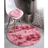 レッド | シンプル起毛フサフササークルマット カーペット 可愛い | aimoha 