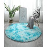 ブルー | シンプル起毛フサフササークルマット カーペット 可愛い | aimoha 