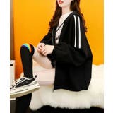 ブラック | ワッフルオーバーサイズパーカー 韓国ファッション ワンピース | aimoha