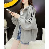 グレー | ワッフルオーバーサイズパーカー 韓国ファッション ワンピース | aimoha