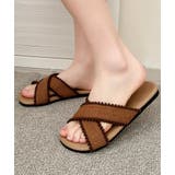 ブラウン | クロス編みデザインサンダル | aimoha 