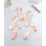 【MOSOX】ガーリー刺繍デザインコットン混アンクルソックス 5足セット | aimoha  | 詳細画像7 