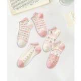 【MOSOX】ガーリー刺繍デザインコットン混アンクルソックス 5足セット | aimoha  | 詳細画像8 
