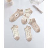 【MOSOX】ガーリー刺繍デザインコットン混アンクルソックス 5足セット | aimoha  | 詳細画像14 