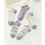 【MOSOX】ガーリー刺繍デザインコットン混アンクルソックス 5足セット | aimoha  | 詳細画像16 