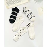 【MOSOX】ガーリー刺繍デザインコットン混アンクルソックス 5足セット | aimoha  | 詳細画像21 