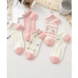 【MOSOX】ガーリー刺繍デザインコットン混アンクルソックス 5足セット | aimoha  | 詳細画像25 